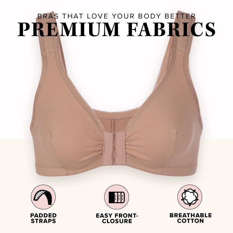 Leading Lady Women's Plus-Size Cotton Sleep Most Comfortable Bra, Heather Blue, 52C/D/DD - Image 5